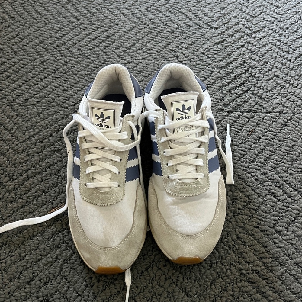 Adidas Men's White and Navy Sneakers